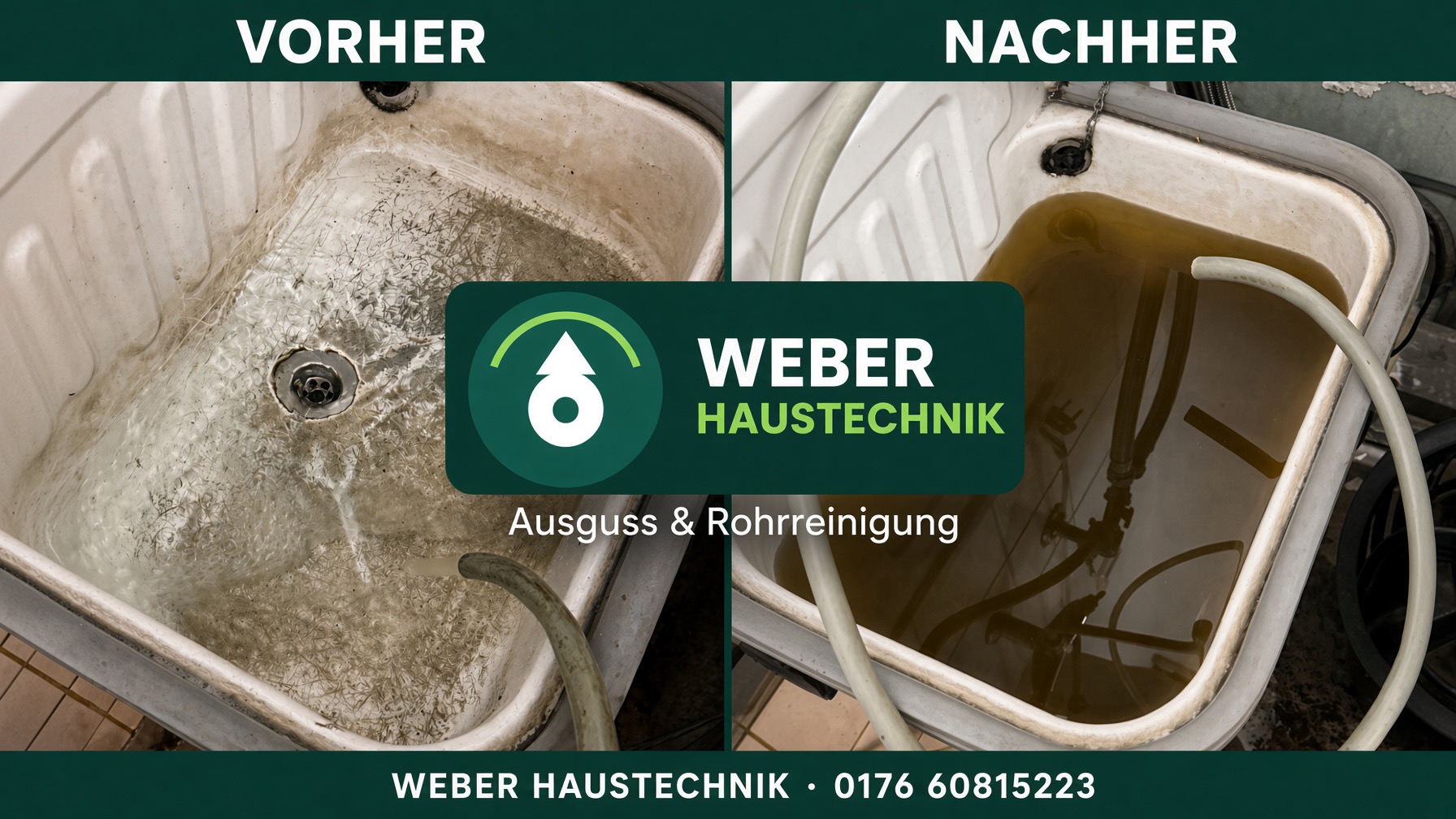 Spülbecken vor und nach der Rohrreinigung – Referenz für Mitte